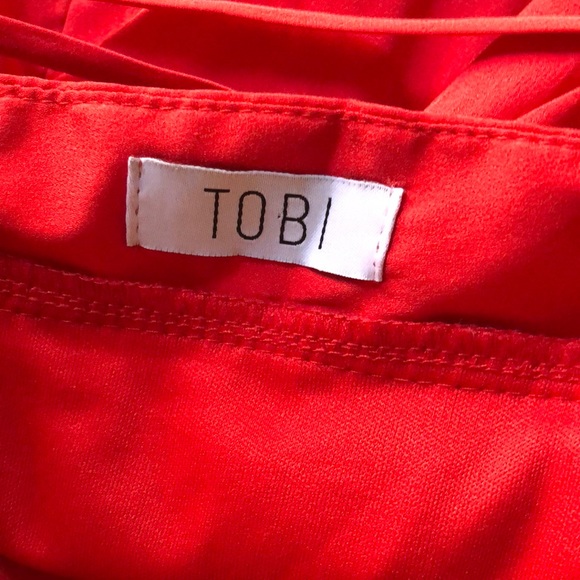 Tobi Long Red Maxi Dress Cross Straps Back Thin Straps - S - Picture 3 of 10